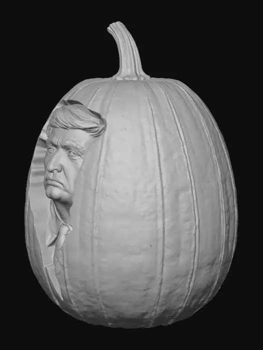 3D model for donald trump face carved into a nice big pumpking