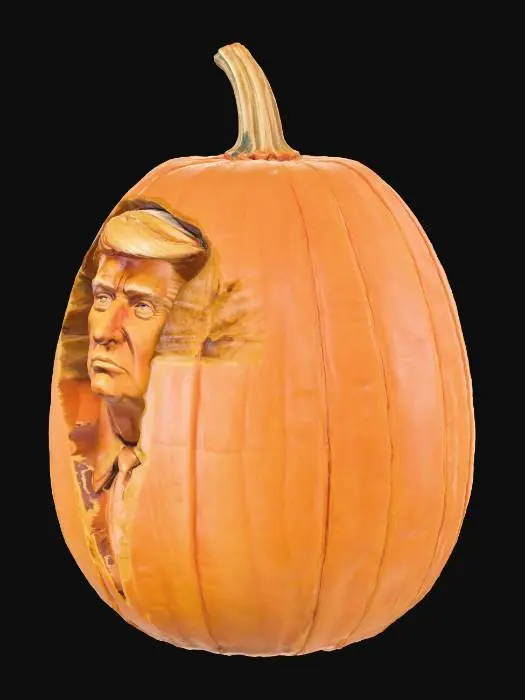 3D model for donald trump face carved into a nice big pumpking