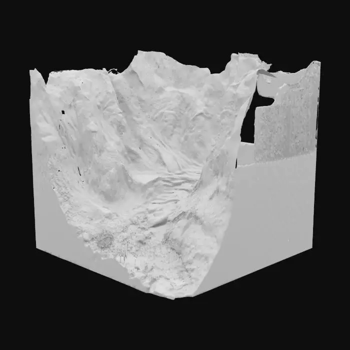 3D model for realistic 3D game environment, majestic himalayan mountains with snow-capped peaks, sharp rocky cliffs, icy rivers winding through valleys, light fog and atmospheric haze, natural alpine vegetation, optimized topology for real-time games