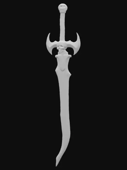 3D model for Sword, demonic, lich king, necromancer power, fantasy, green and black, scary, curse