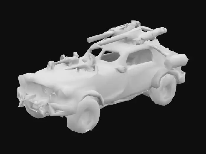 3D model for Battle car in style of Mad Max
Vibes: rock n roll, big guns, desert