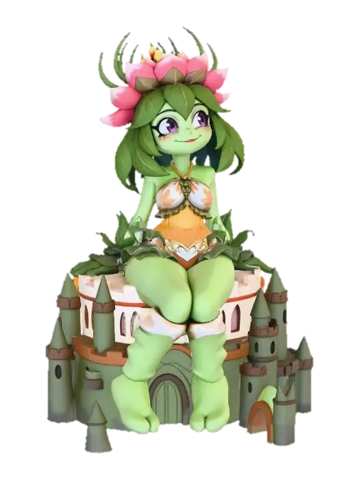 Petal Princess by the Shore - Okamihut 3D model, vytvořený pomocí AI