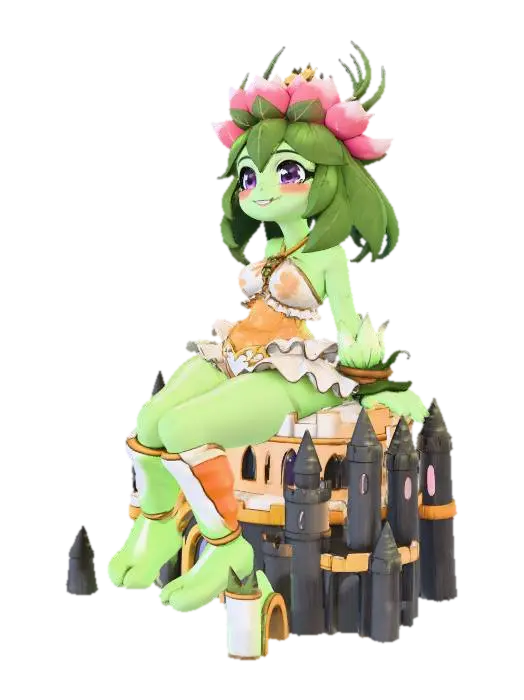 Petal Princess by the Shore - Okamihut 3D model, vytvořený pomocí AI