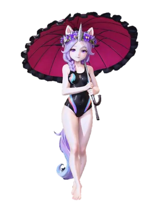 Beachside Unicorn - Okamihut 3D model, vytvořený pomocí AI