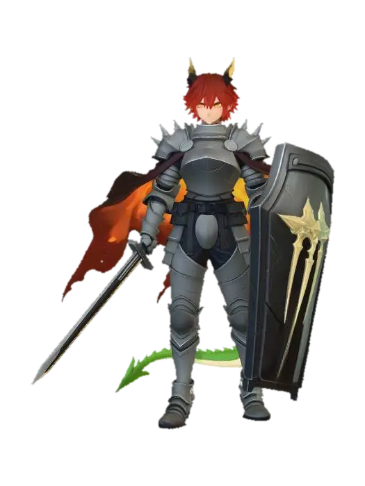 Cheloun, Emberbound Defender - Okamihut 3D model, vytvořený pomocí AI