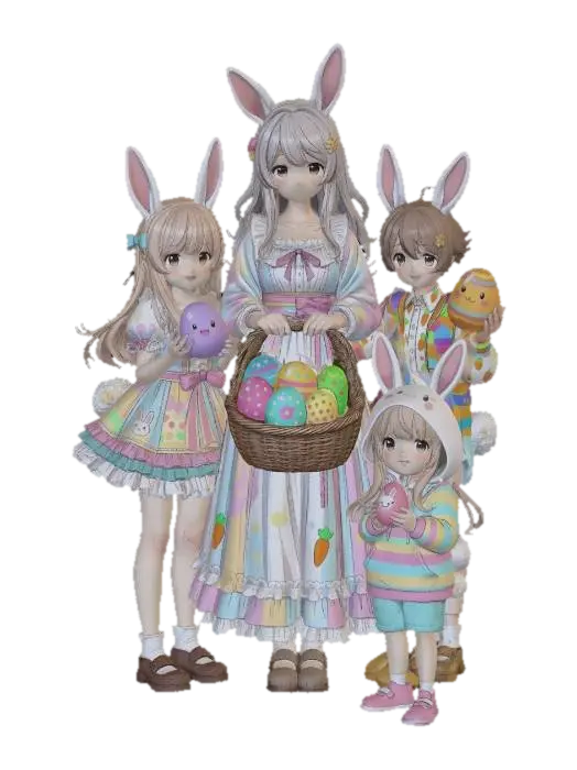 #EasterEgg2026# Bunny Family - Okamihut 3D model, vytvořený pomocí AI
