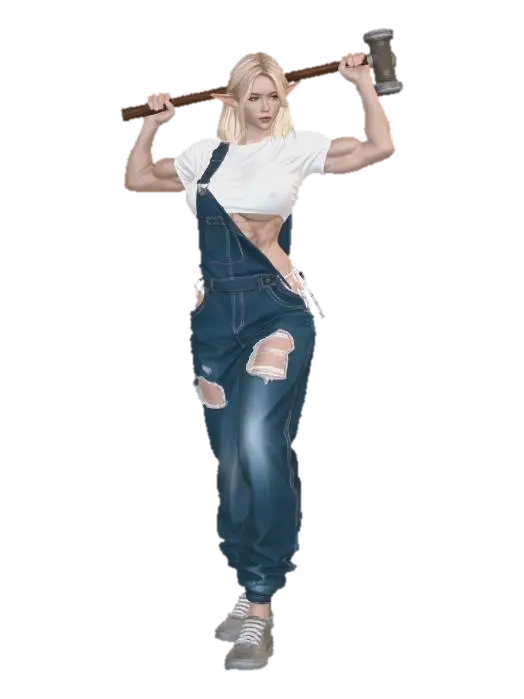 Elven Farmerlady - Okamihut 3D model, vytvořený pomocí AI