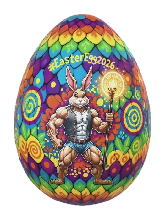 Rainbow Easter Egg Warrior - Okamihut 3D model, vytvořený pomocí AI