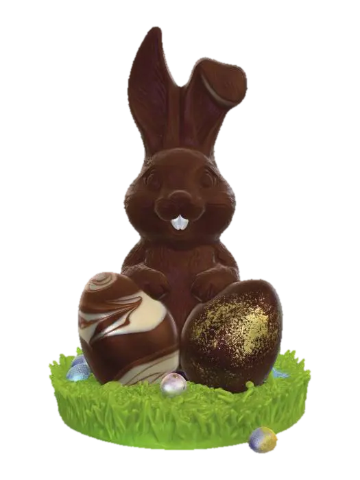 Easter Bunny with Chocolate Eggs - Okamihut 3D model, vytvořený pomocí AI