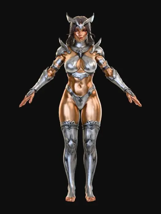 3D model for Female Warrior of Silver Armor