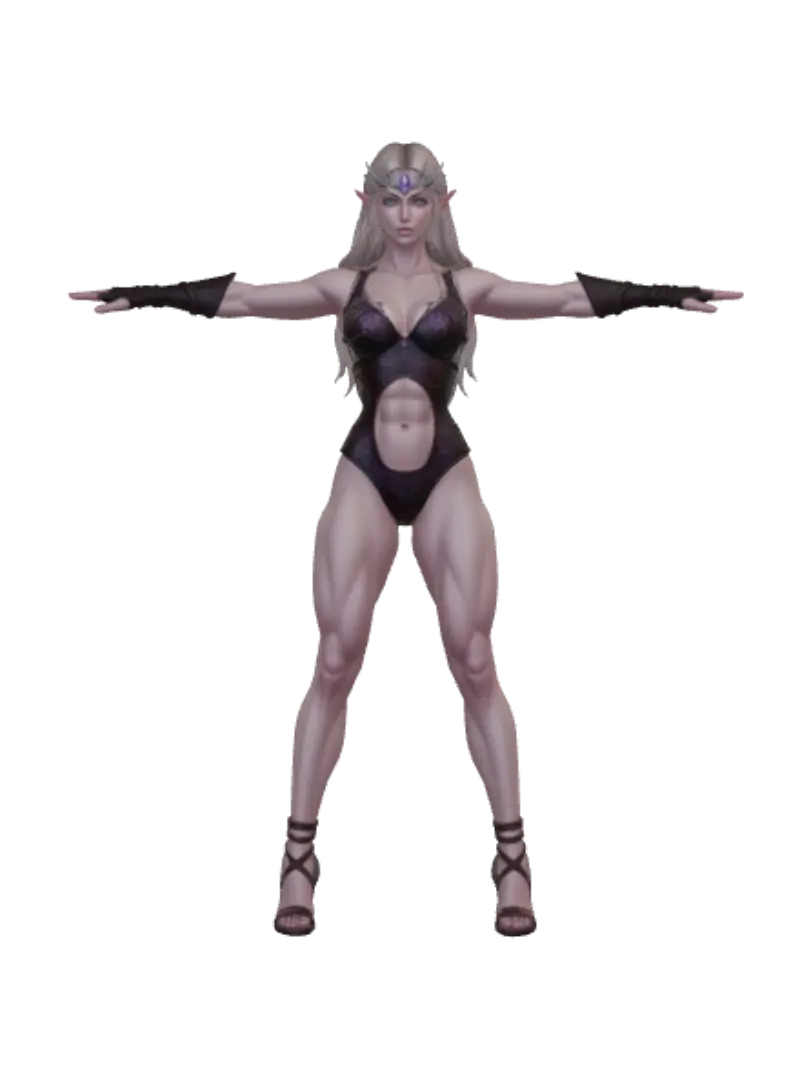 Moonlit Elven Warrior 3D model, vytvořený pomocí AI