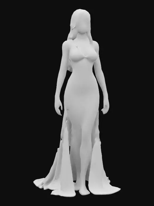 3D model for a Nymph, inspired by ancient mythology, with a graceful and curvy figure. She should be in a natural A-pose, with arms relaxed and legs slightly apart. Her clothing should be flowing and nature-inspired, with revealing elements that blend elegance and charm . Adorn her with floral or vine-like accessories and intricate jewelry. Her expression should be serene, with soft, glowing lighting that highlights her ethereal and woodland beauty. 4K resolution , ultra detailed
