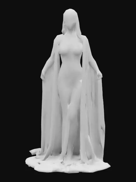 3D model for a stunning Arabian woman in a natural A-pose. She has a voluptuous hourglass figure with an ample bust, a narrow waist, and thick thighs. She wears a deep red satin dress with golden embroidery, a plunging neckline, sheer sleeves, and a high slit. A sheer red veil drapes over her dark, wavy hair. She completes the look with golden jewelry, henna-adorned hands, and strappy heels, #valentine#