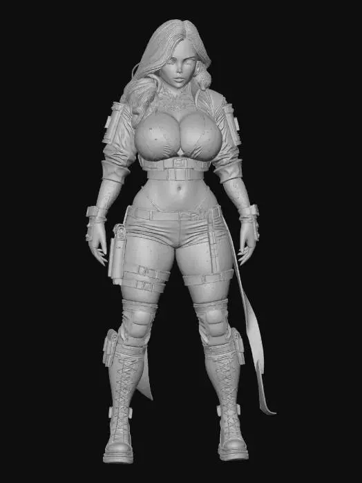 3D model for Punk armored female Warrior