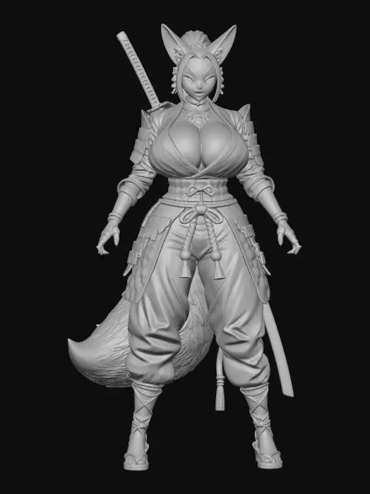 3D model for Crimson Masked Kitsune Samurai
