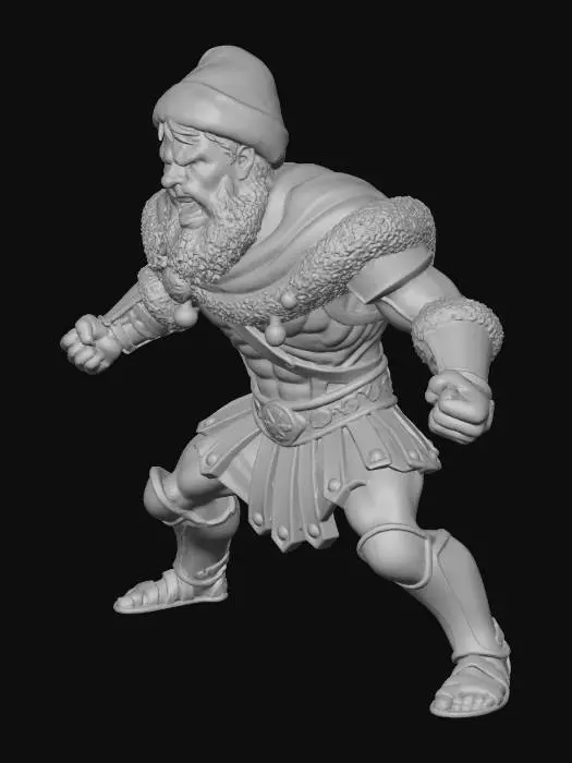 3D model for Using the attached image as a reference, create a highly detailed Christmas-themed cartoon illustration of Leonidas from the movie 300. He should be in a dynamic, power-stance pose similar to the reference image, with exaggerated heroic proportions and expressive facial features. Leonidas is shouting the phrase ‘THIS IS CHRISTMAS!’ in bold, stylized cartoon text.

Dress him in festive holiday gear—such as a red Spartan-style cape with white fur trim, Christmas-themed armor, and maybe a Santa hat slightly tilted but still fierce. Snow should be falling dramatically around him, with a bright, glowing winter background reminiscent of a stylized battleground turned into a festive scene.
