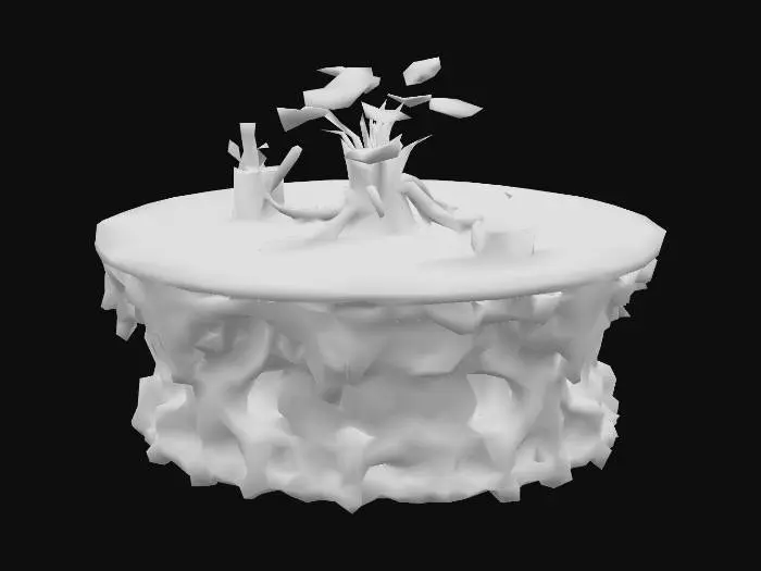 3D model for Design a  biomechanical table with organic and plant like elements. Include glowing green, pink, and red energy veins, pulsating lights. Add intricate carvings and textures that blend flesh and metal seamlessly all in the shapes of cob webs covering it