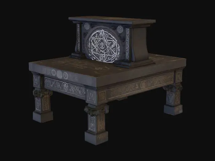 3D model for An altar used to enchant items using advance runes and sigils. Create with sigils etched into altar