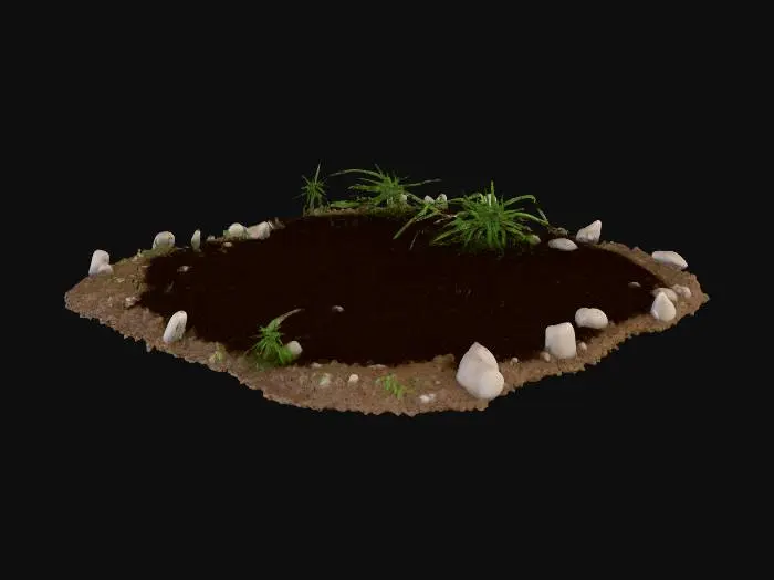 3D model for Make a small plot of dirt to be used in a game to signal where you can plant a seed.