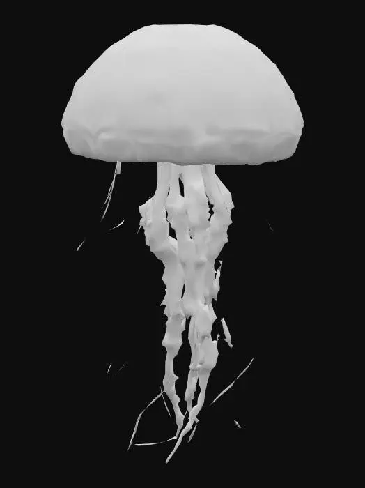 3D model for A jellyfish that can fly and use fire magic.  It has shimmering hues of red and orange like a fire. His many technical training growing into adulthood by transforming.