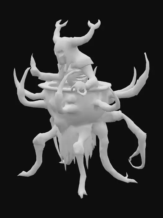 3D model for Magical dark red, fleshy Braziers designed for a DROW wizard, has spider motifs in dedication to LOLTH, detailed with magical gems 