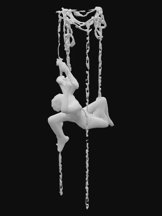 3D model for Humans hung up by hooks and long chains