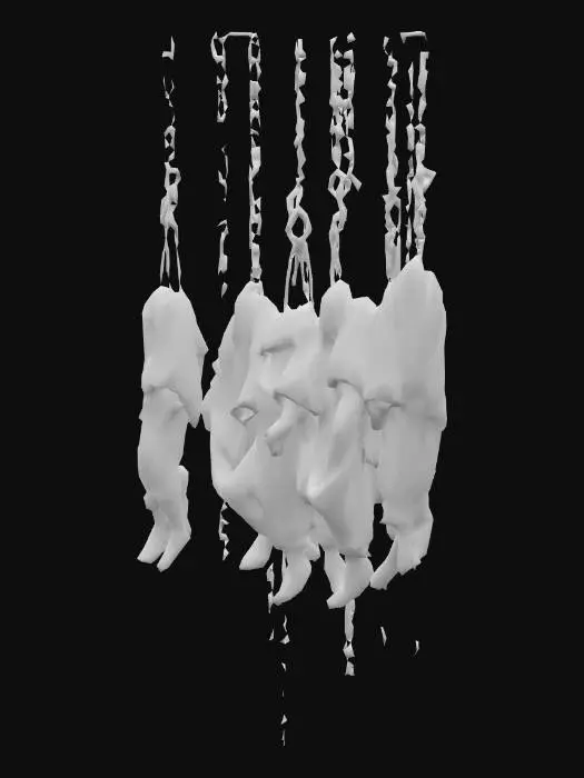 3D model for Humans hung up by hooks and long chains