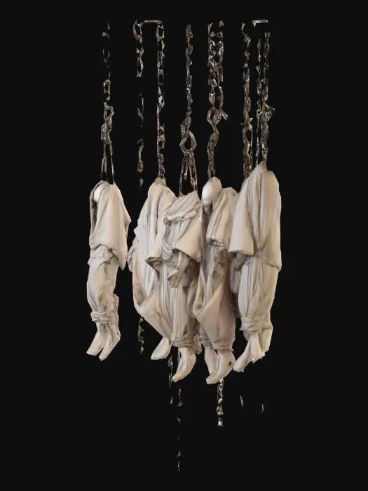 3D model for Humans hung up by hooks and long chains