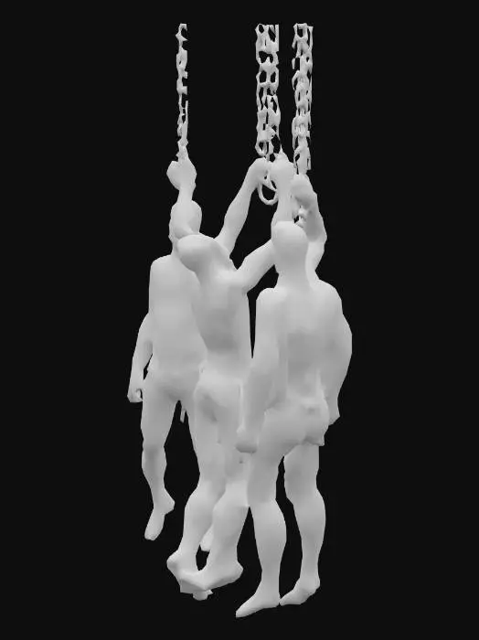 3D model for Humans hung up by hooks and long chains