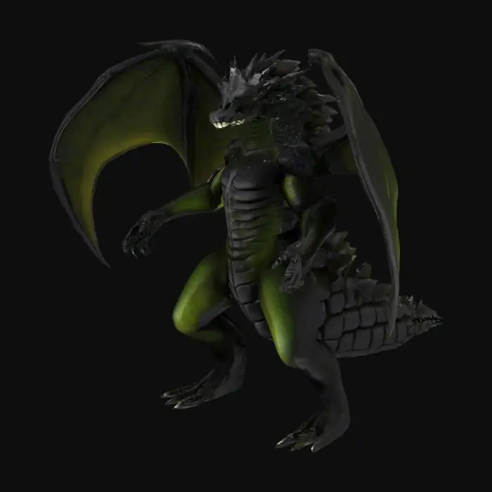3D model for Black Marrows are named for their dark colored hides which are encased in a distinct exoskeleton. Their skull and the top edges of their spine push out from under the skin as they age. As such, their young need excessive amounts of calcium for this armor to develop. The older a Black Marrow dragon is, the more skeletal their appearance. They often use their skeletal looks to lure in foolish scavengers or terrify predators. These vicious dragons love nothing more than to crack open bones with their stony beaks and eat the marrow inside. Voracious scavengers, Black Marrows will swarm and devour corpses both old and fresh, sometimes even dragging larger finds to the water to allow them to “ripen.” Despite their dreadful demeanour and often horrid stench.