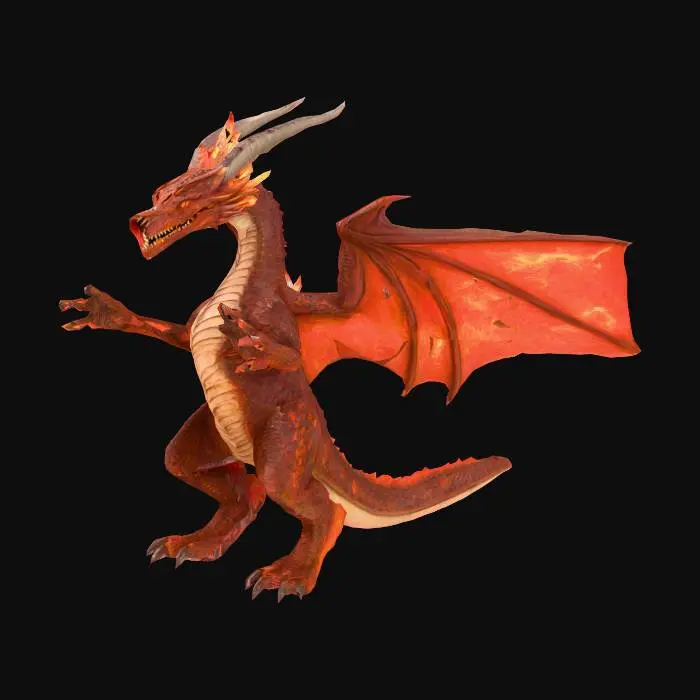 3D model for Grave Dragons are not named for their connections to death or burial, but for the grave expression on their faces. This strange expression is used as a defense mechanism that causes fits of panic and terror in potential predators. Since they only eat ash and charcoal, they do not hunt. Grave Dragons are powerful fire-breathers and have been known to burn down forests and villages alike to make meals. It is believed that the markings on each Grave Dragon’s wings are the faces of those who have lost their lives in fires started by that dragon.