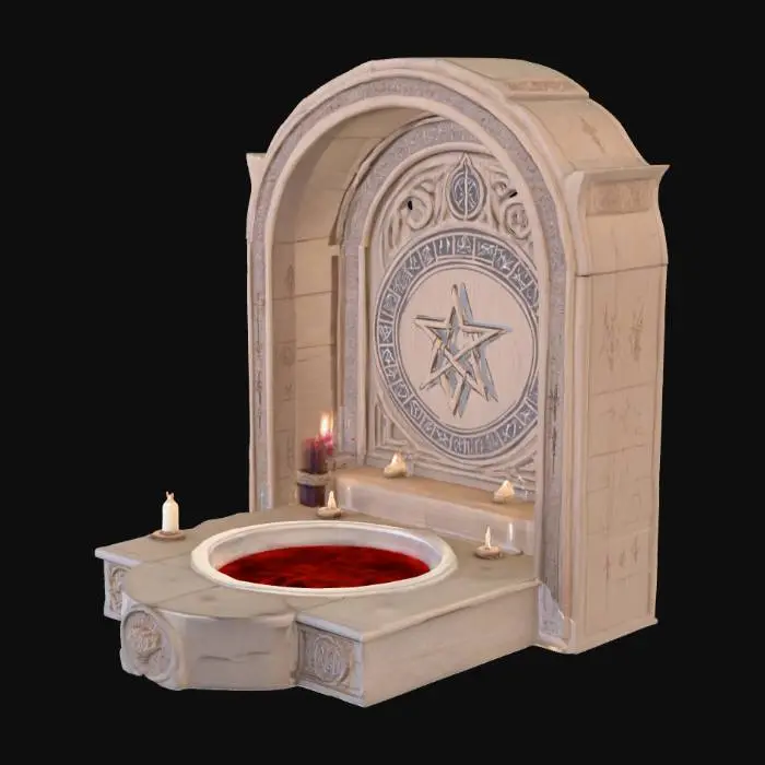 3D model for An altar used to enchant items using advance runes and sigils as well as blood magic. Create with sigils etche into altar