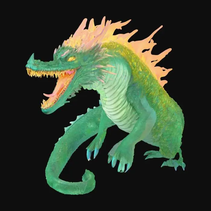 3D model for Leviathan: A powerful, serpent-like sea monster with scales, multiple heads, and the ability to breathe fire. It represents chaos and is a creation of God that represents His power