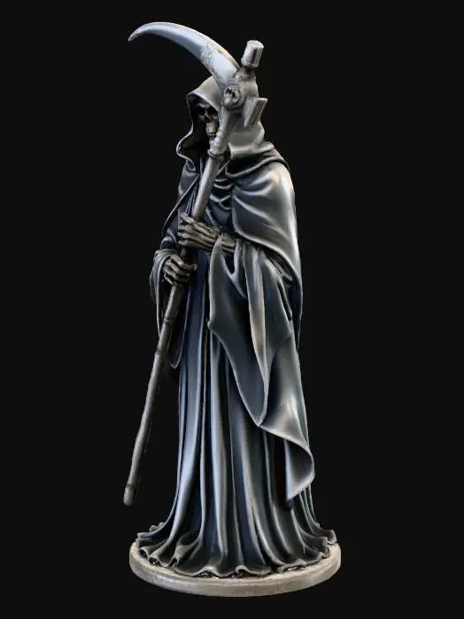 3D model for Grim Reaper Statue, holding a sickle, stone statue