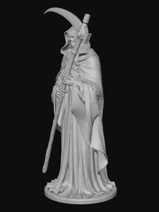 3D model for Grim Reaper Statue, holding a sickle, stone statue