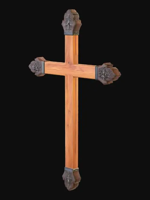 3D model for Wooden Cross with Metal Accents