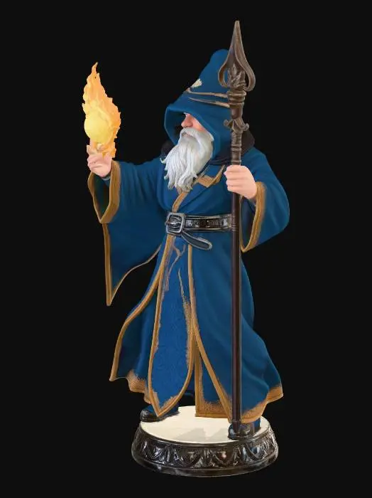 3D model for dungeons and dragons wizard casting fireball game piece