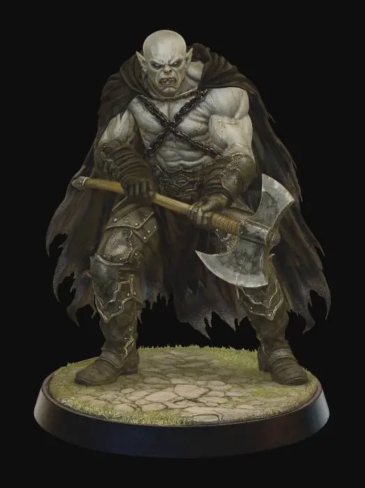 3D model for Lothark, half-orc barbarian