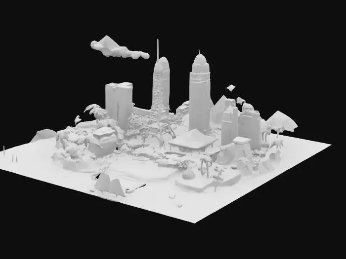3D model for Miniature Island Metropolis, #ocean#