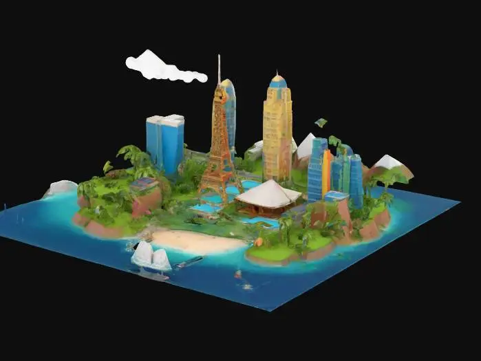 3D model for Miniature Island Metropolis, #ocean#