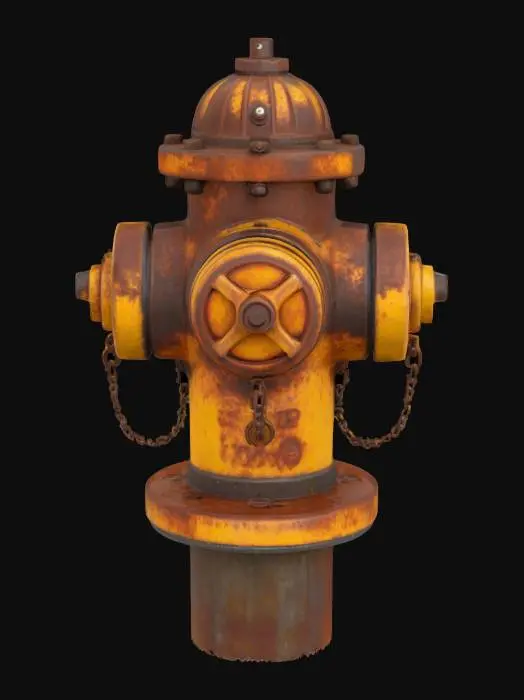 3D model for #game asset# old rusted fire hydrant, photo realistic, highly detailed, 4k texture