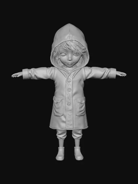 3D model for #Halloween2025#,Yellow Raincoat Figure