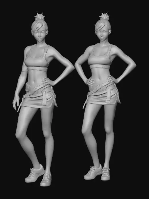 3D model for Full-body fit-girl survivor in T-pose, post-apocalyptic world reclaimed by nature, athletic feminine build, wearing a tight survival dress with organic fabric and light armor elements, sexy yet rugged look, exposed shoulders, defined legs, realistic muscle tone, light dirt and leaf details on clothing, natural skin tone, calm confident face, no cape, no weapons, overgrown ruins background, soft cinematic daylight, ultra-high detail realism, sharp focus, character modeling reference quality