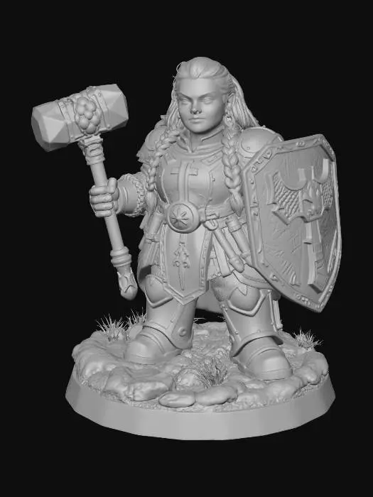 3D model for Dwarf Female Cleric without Cloak