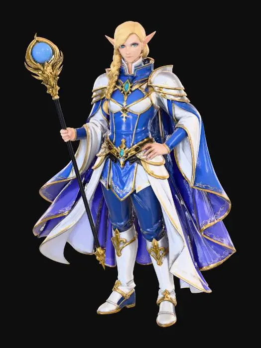 3D model for Mystic Elven Mage Male Anime Style