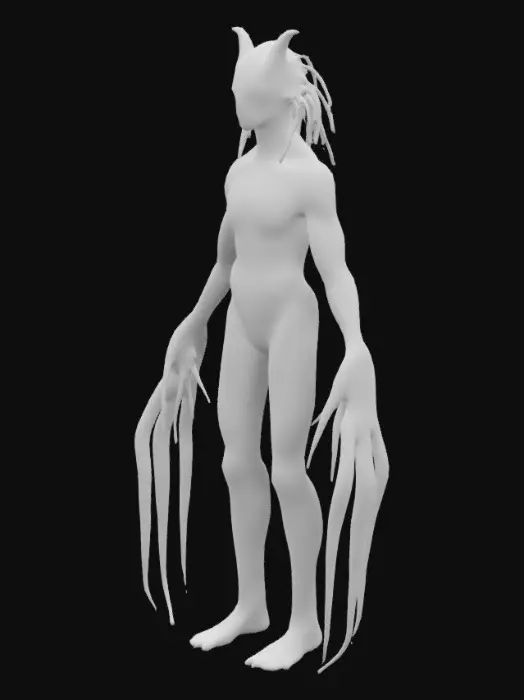 3D model for Sci-Fi, Fantasy, League of Legends, Abeloth, Pale stretchy features, tentacle like limb and hair, skeleton like figure, misty appearance, Humanoid, Full Body, A-pose, Highly Detailed, Ultra Realistic