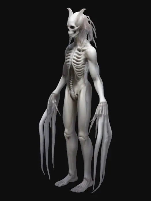 3D model for Sci-Fi, Fantasy, League of Legends, Abeloth, Pale stretchy features, tentacle like limb and hair, skeleton like figure, misty appearance, Humanoid, Full Body, A-pose, Highly Detailed, Ultra Realistic