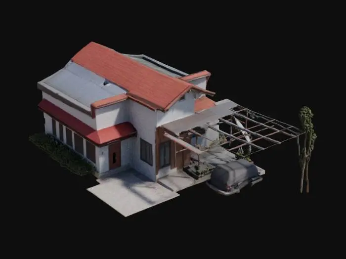 3D model for Modern Home with Garage Door