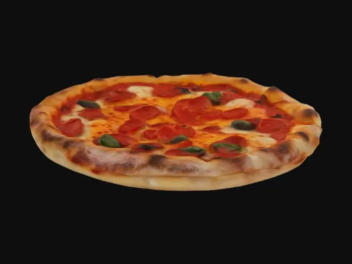 3D model for Neapolitan Pizza	Volcanic Slice: Pizza crust ripples like molten lava flowing from Vesuvius, pepperoni as glowing magma bubbles.