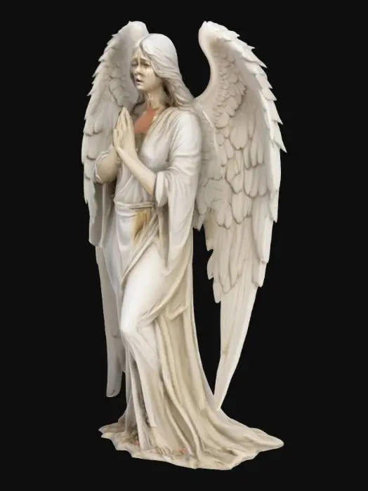 3D model for crying angel, full body garden nature inspired

